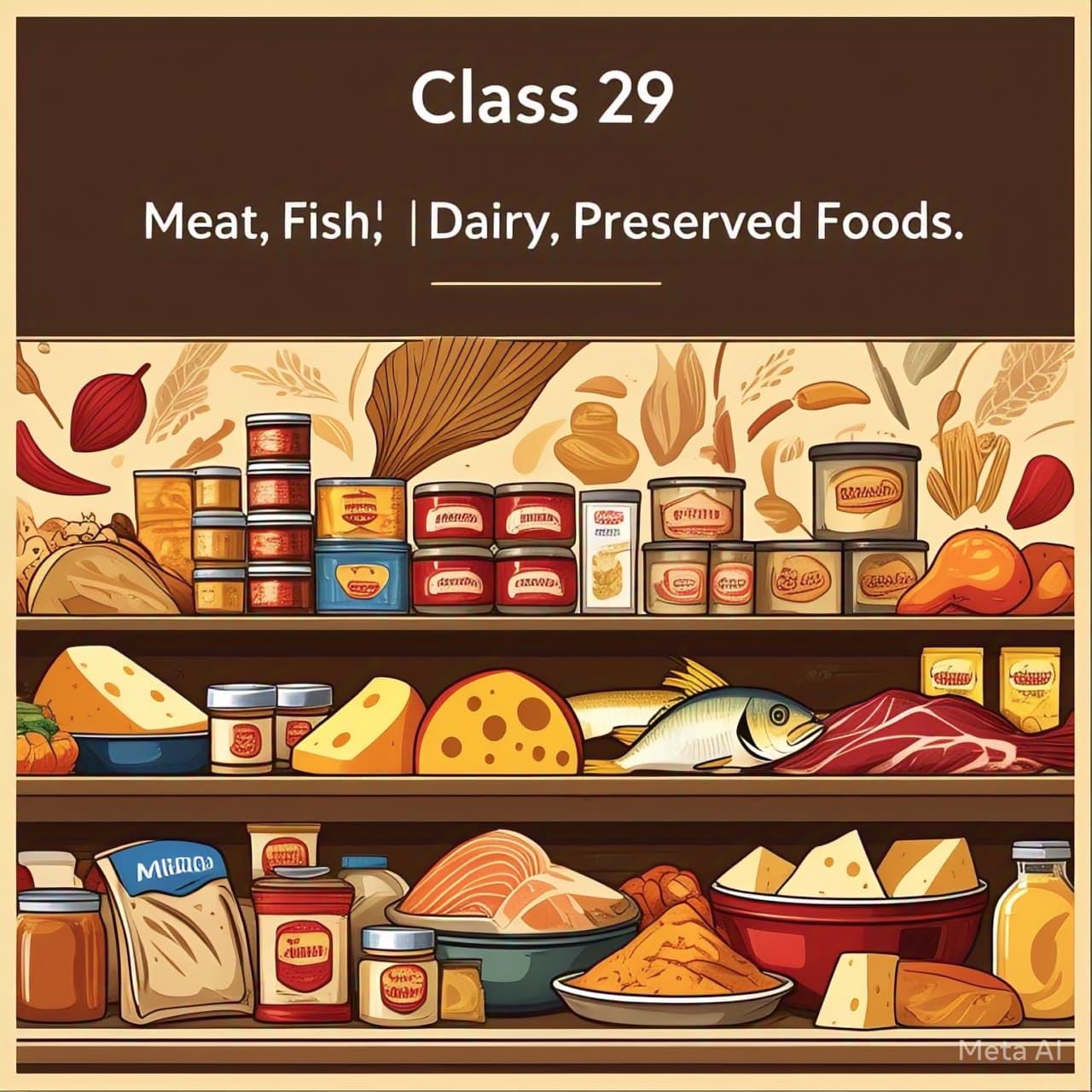 Trademark Class 29 - Meat, dairy, and food products